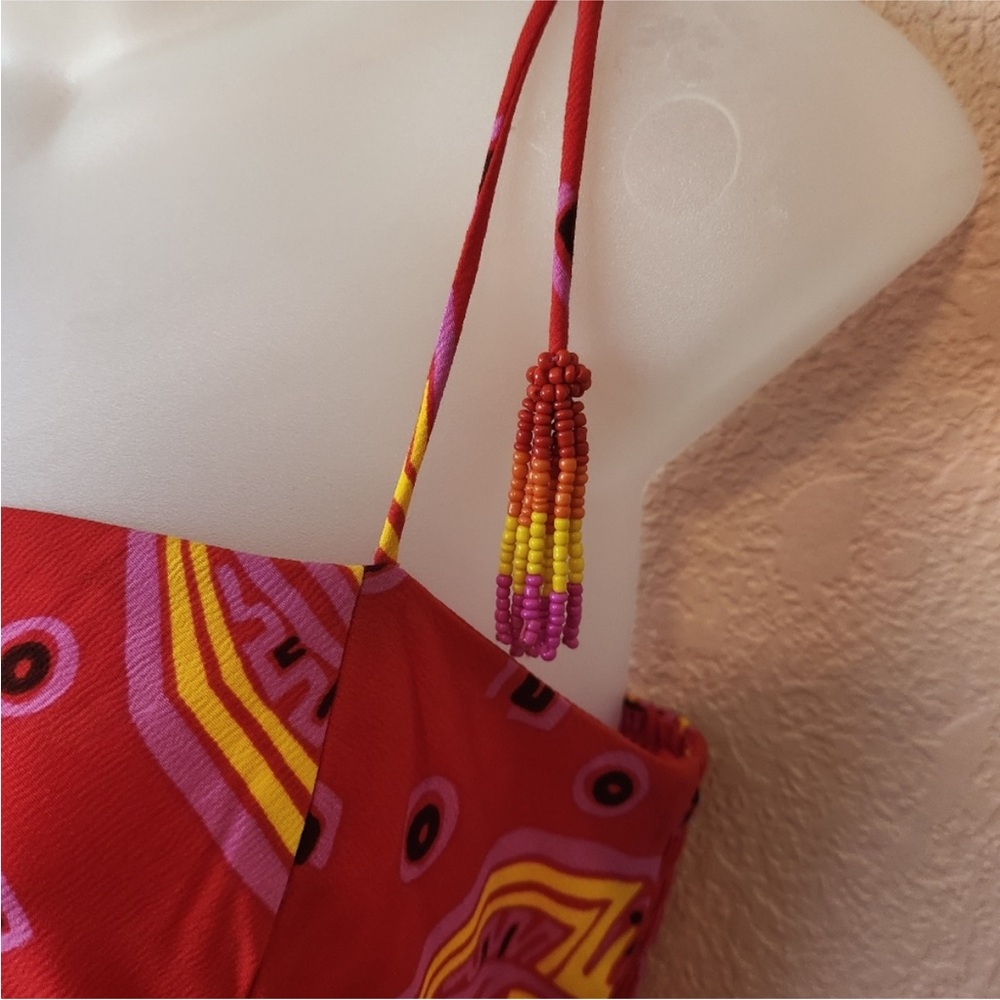 House of Harlow 1960 Red and Yellow Midi Dress Size Small - Picture 5 of 9